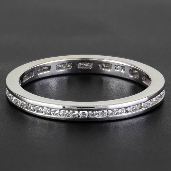 New Jolie 18k White Gold Diamond Stackable Eternity Anniversary Wedding Ring
